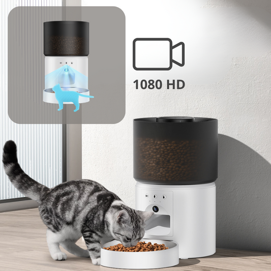 Distributeur de croquettes intelligent avec caméra vidéo, wifi, 3L