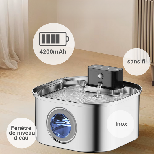 Fontaine à eau intelligente en acier inoxydable, 3.2L carrée