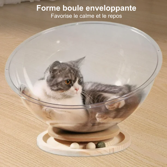 Lit boule pour chat – couchage amovible et station de jeu 2 en 1