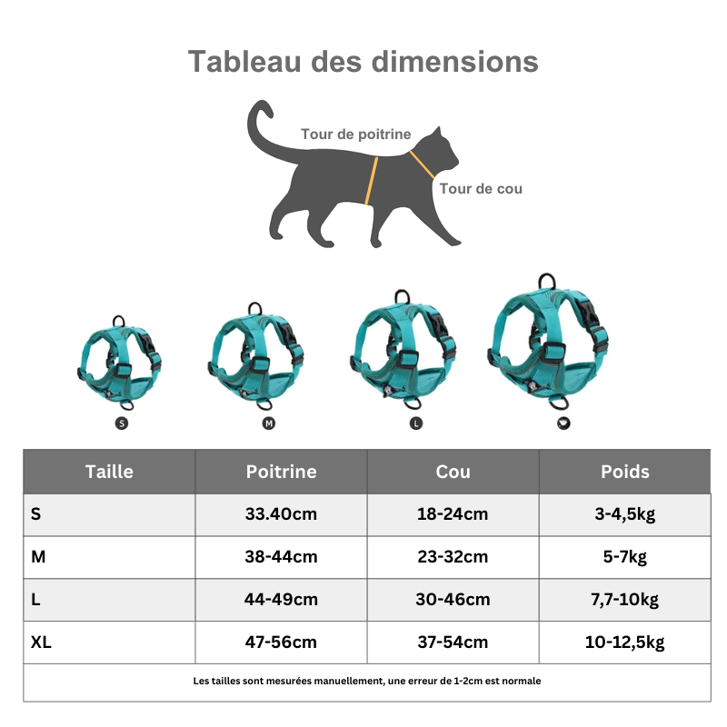 Harnais de sécurité réflechissant pour chat