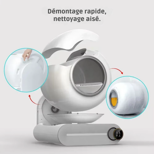 Bac à litière automatique intelligent pour chat, 65L