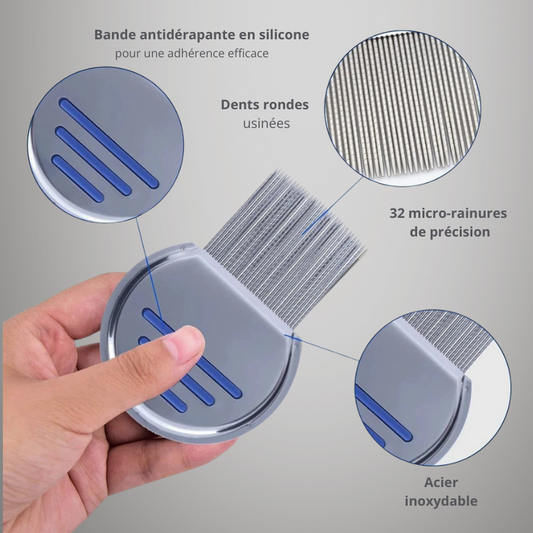 Peigne anti puces en acier inoxydable chat