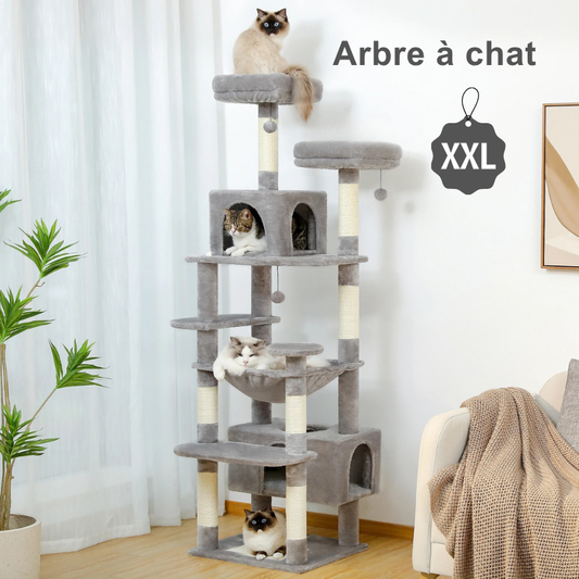 Arbre à chat XXL : griffoirs, hamac et condos spacieux pour chats d’intérieur