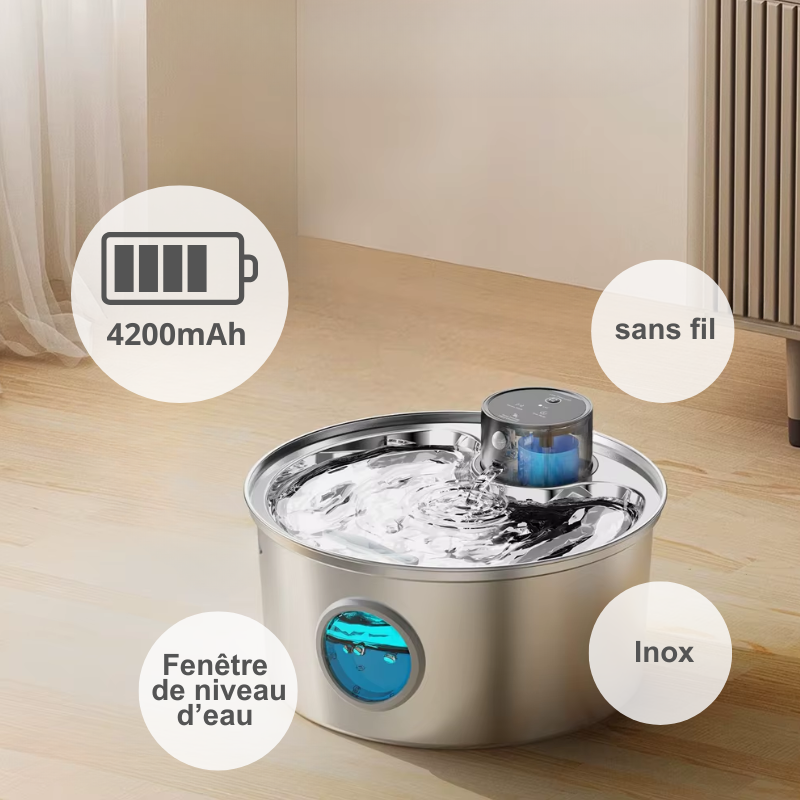 Fontaine à eau intelligente en acier inoxydable, 3.2L ronde