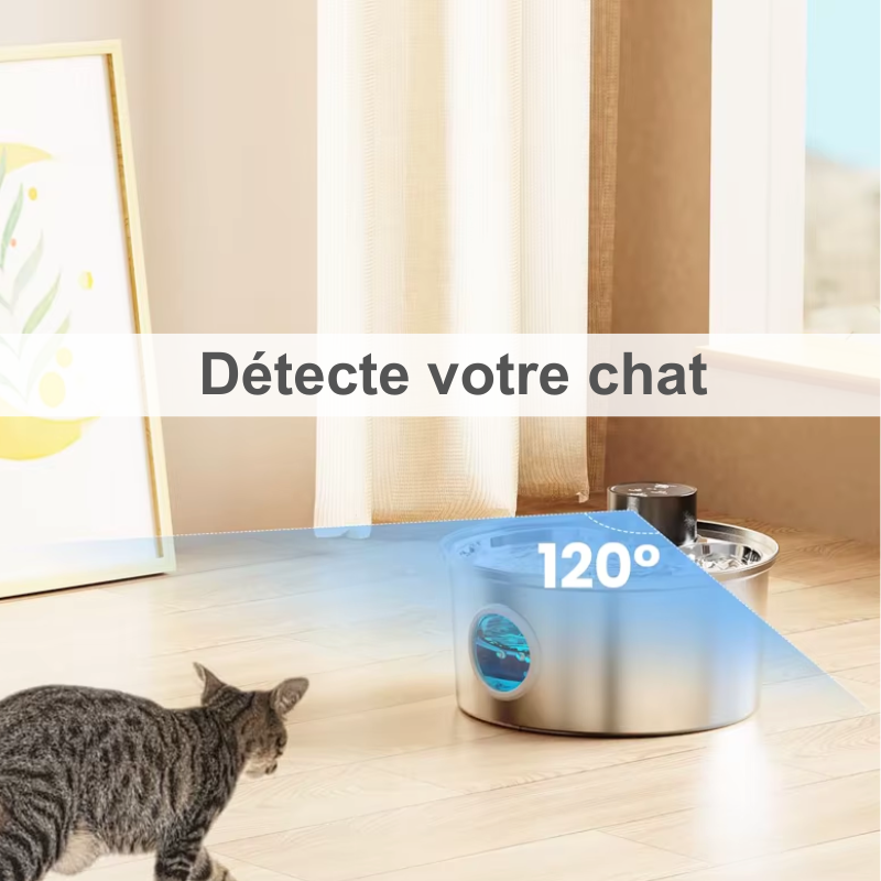 Fontaine à eau intelligente en acier inoxydable, 3.2L ronde