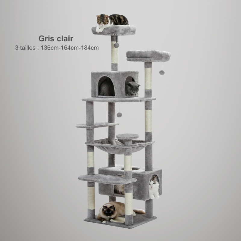 Arbre à chat XXL : griffoirs, hamac et condos spacieux pour chats d’intérieur