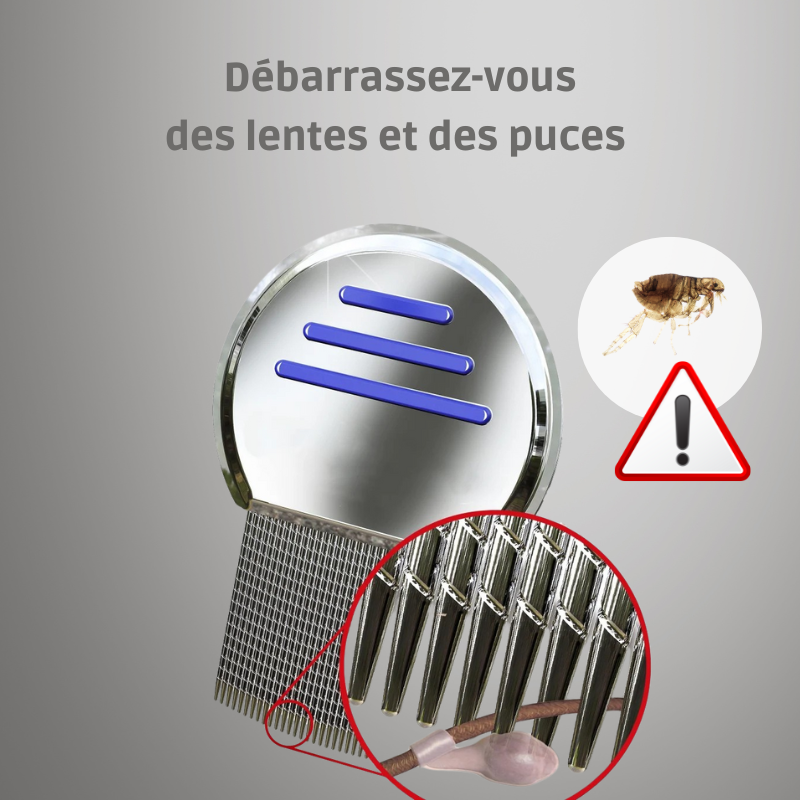 Peigne anti puces en acier inoxydable chat