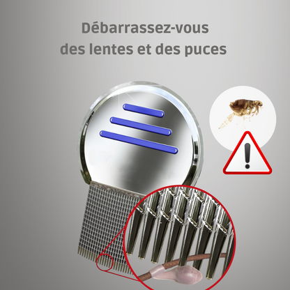Peigne anti puces en acier inoxydable chat