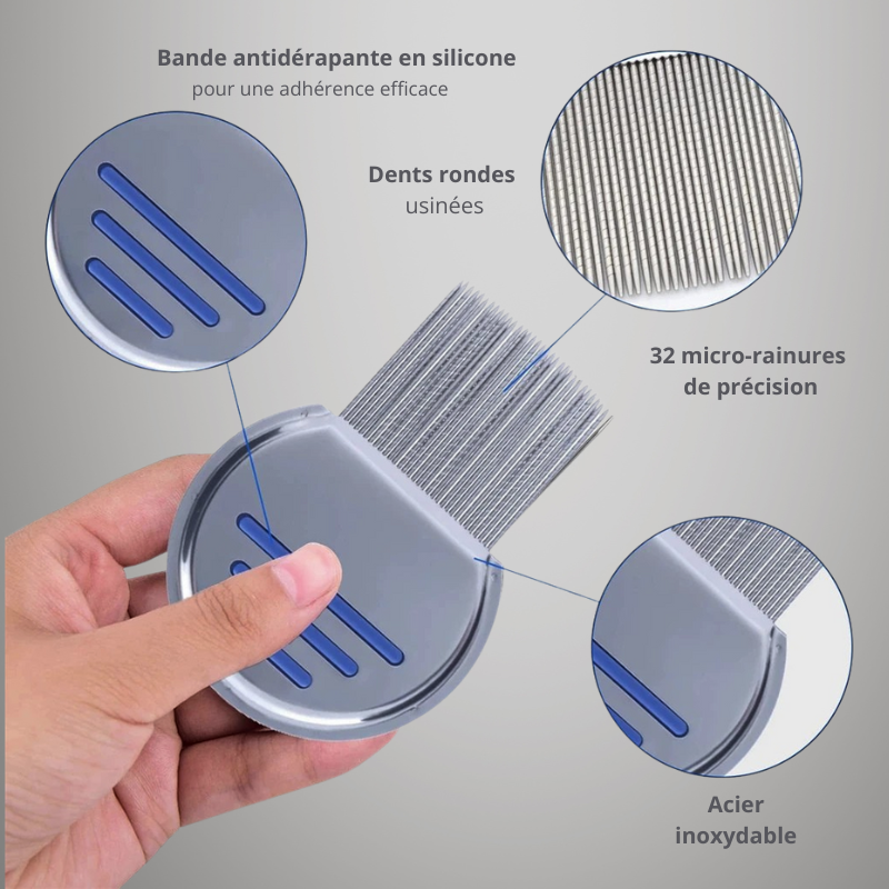 Peigne anti puces en acier inoxydable chat