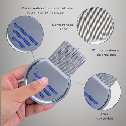Peigne anti puces en acier inoxydable chat