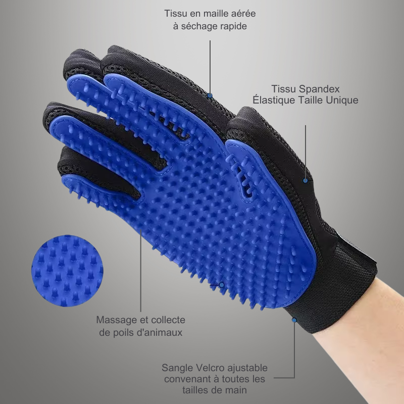 Gants de toilettage en silicone pour chat