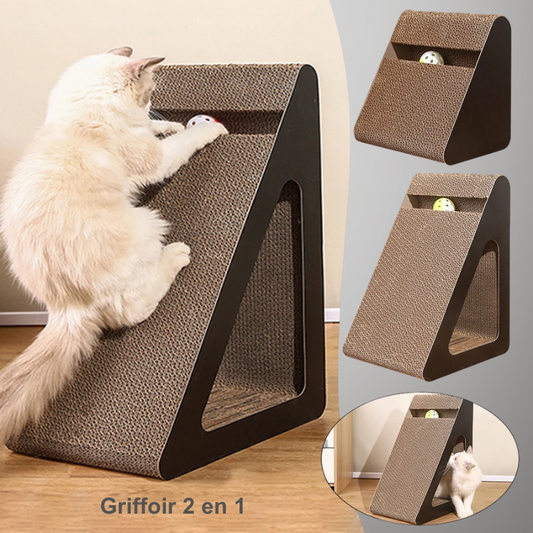 Griffoir pour chat 2 en 1 avec boules rotatives
