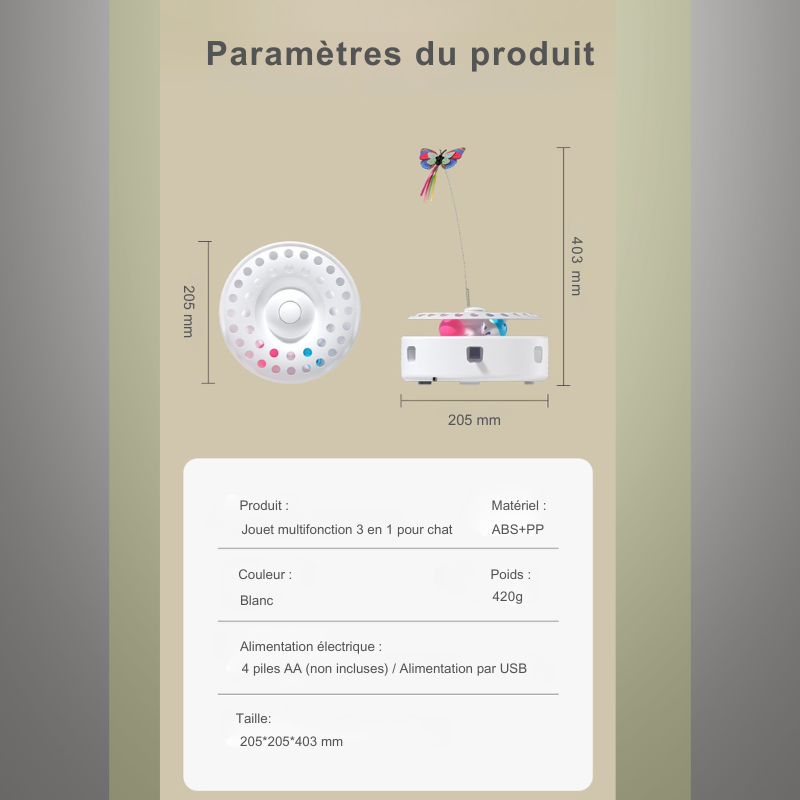 Jouet automatique 3 en 1 pour chat