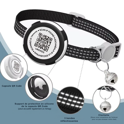 Collier d'identification pour chat avec QR code