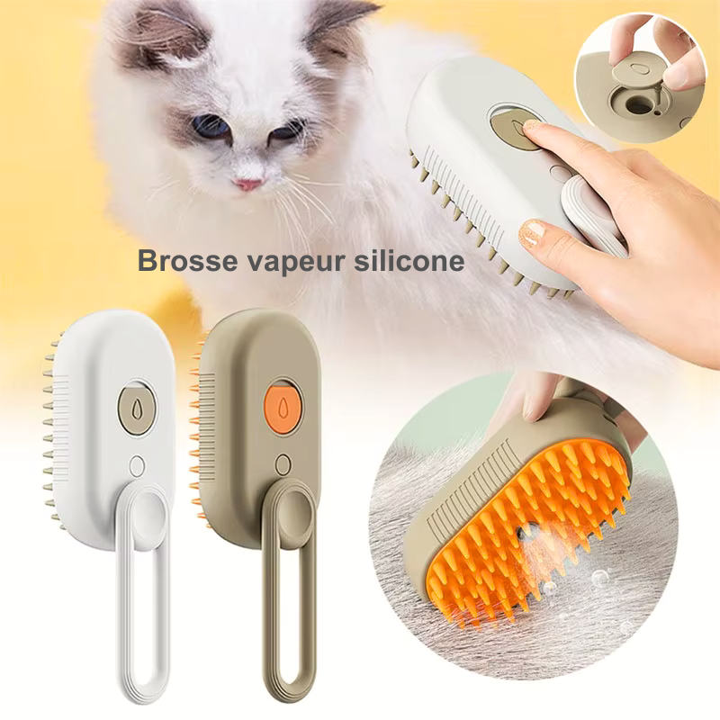 Brosse à vapeur électrique 3 en 1 pour chat