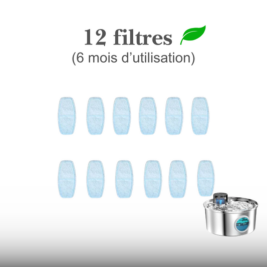 12 filtres pour fontaine à eau intelligente inox, 3.2L, ronde