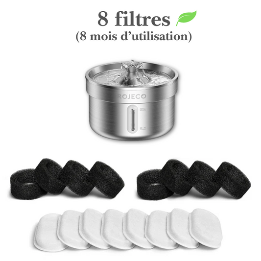 Filtre de fontaine à eau en acier inoxydable pour chat, 2 L
